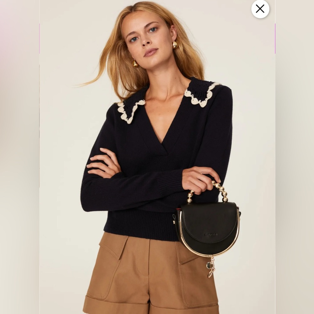 SANDRO Peter Pan Collared Sweater